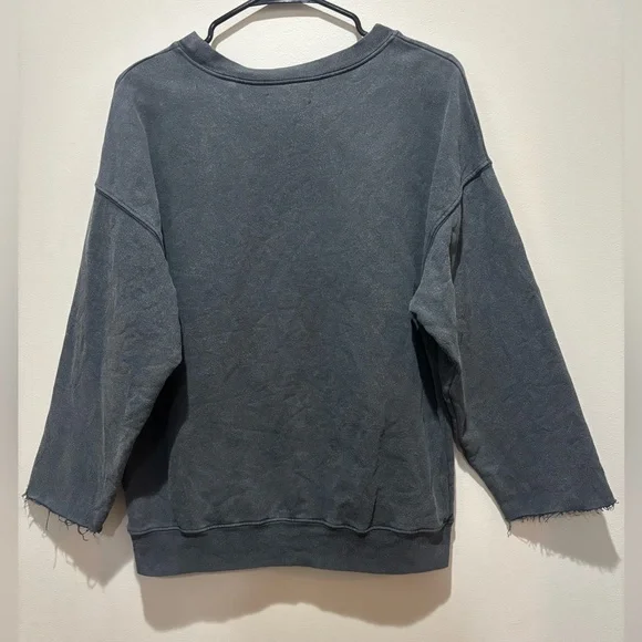 Annie Bing Tiger Sweatshirt Gray/Black Size Small Frayed Sleeves - Picture 7 of 12